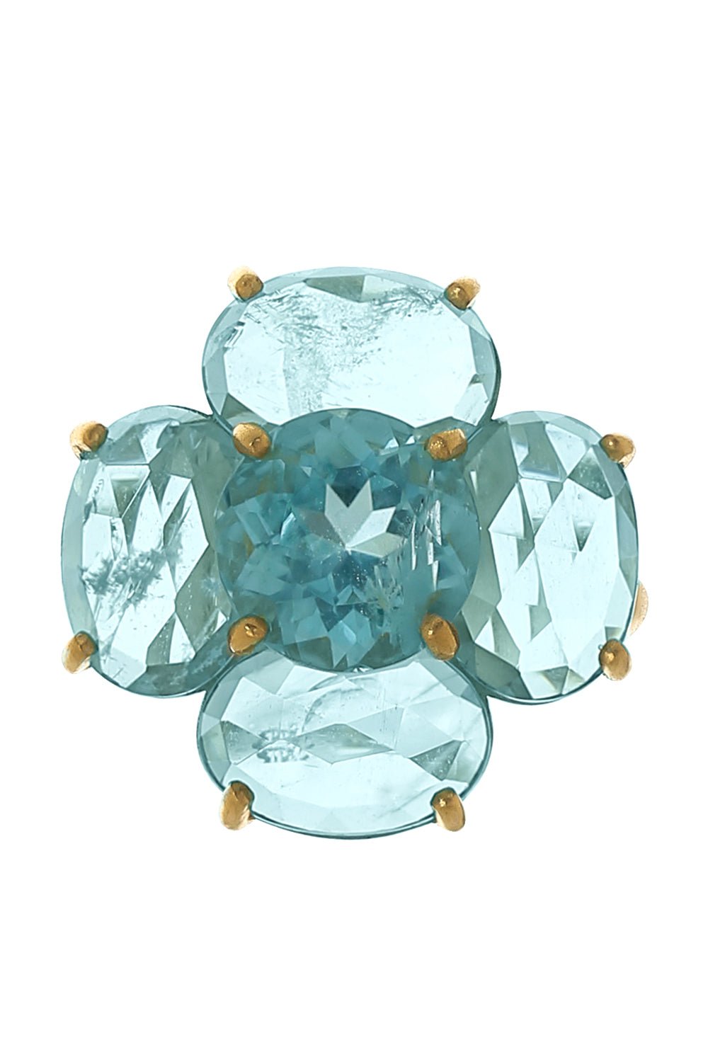IRENE NEUWIRTH JEWELRY-Aquamarine Flower Ring-YELLOW GOLD