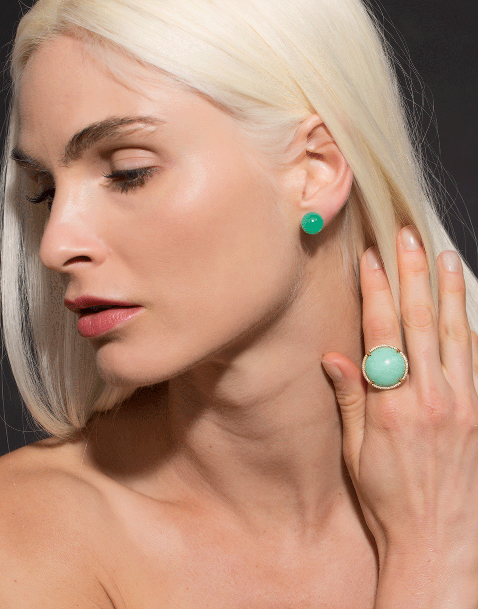 IRENE NEUWIRTH JEWELRY-Cabochon Mint Chrysoprase Ring-YELLOW GOLD