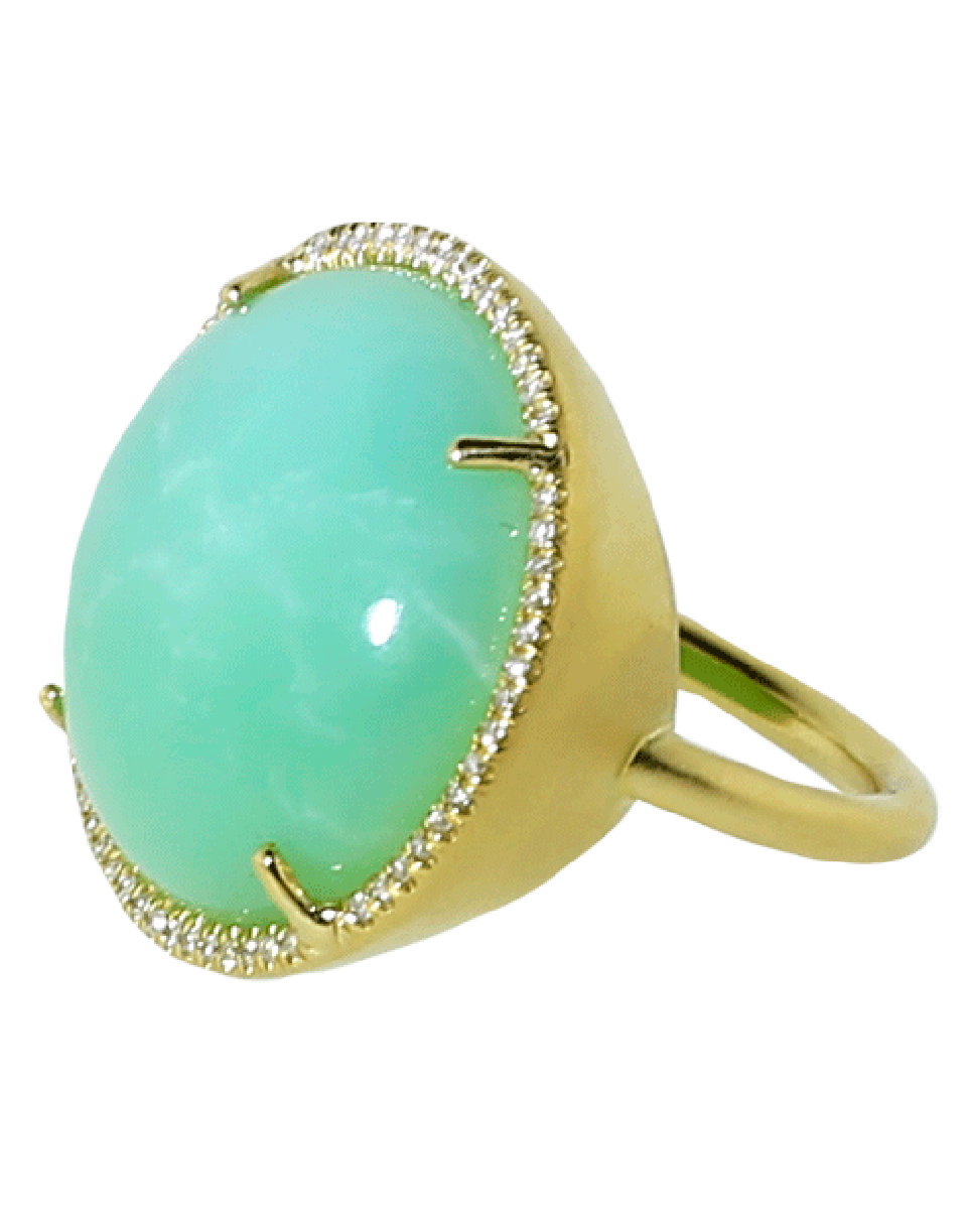 IRENE NEUWIRTH JEWELRY-Cabochon Mint Chrysoprase Ring-YELLOW GOLD