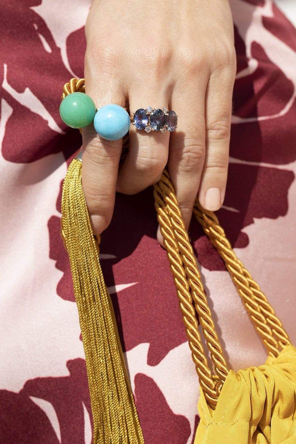 IRENE NEUWIRTH JEWELRY-Chrysoprase Sphere Ring-YELLOW GOLD