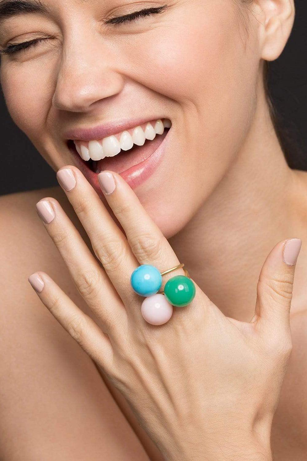 IRENE NEUWIRTH JEWELRY-Chrysoprase Sphere Ring-YELLOW GOLD
