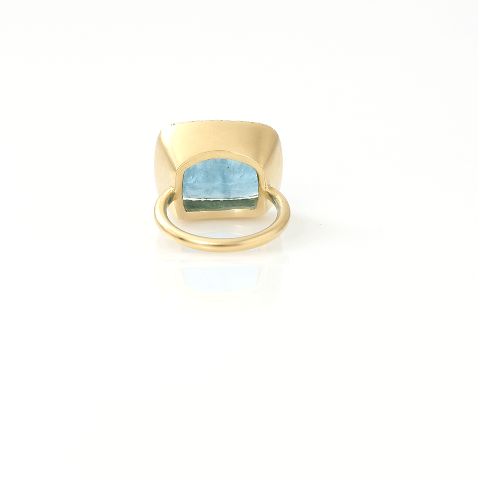 IRENE NEUWIRTH JEWELRY-Cushion Cut Aquamarine Ring-YELLOW GOLD
