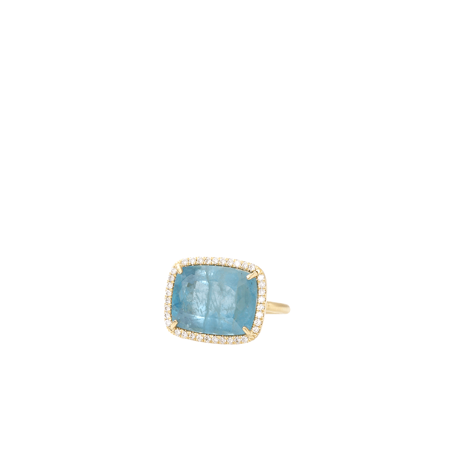 IRENE NEUWIRTH JEWELRY-Cushion Cut Aquamarine Ring-YELLOW GOLD