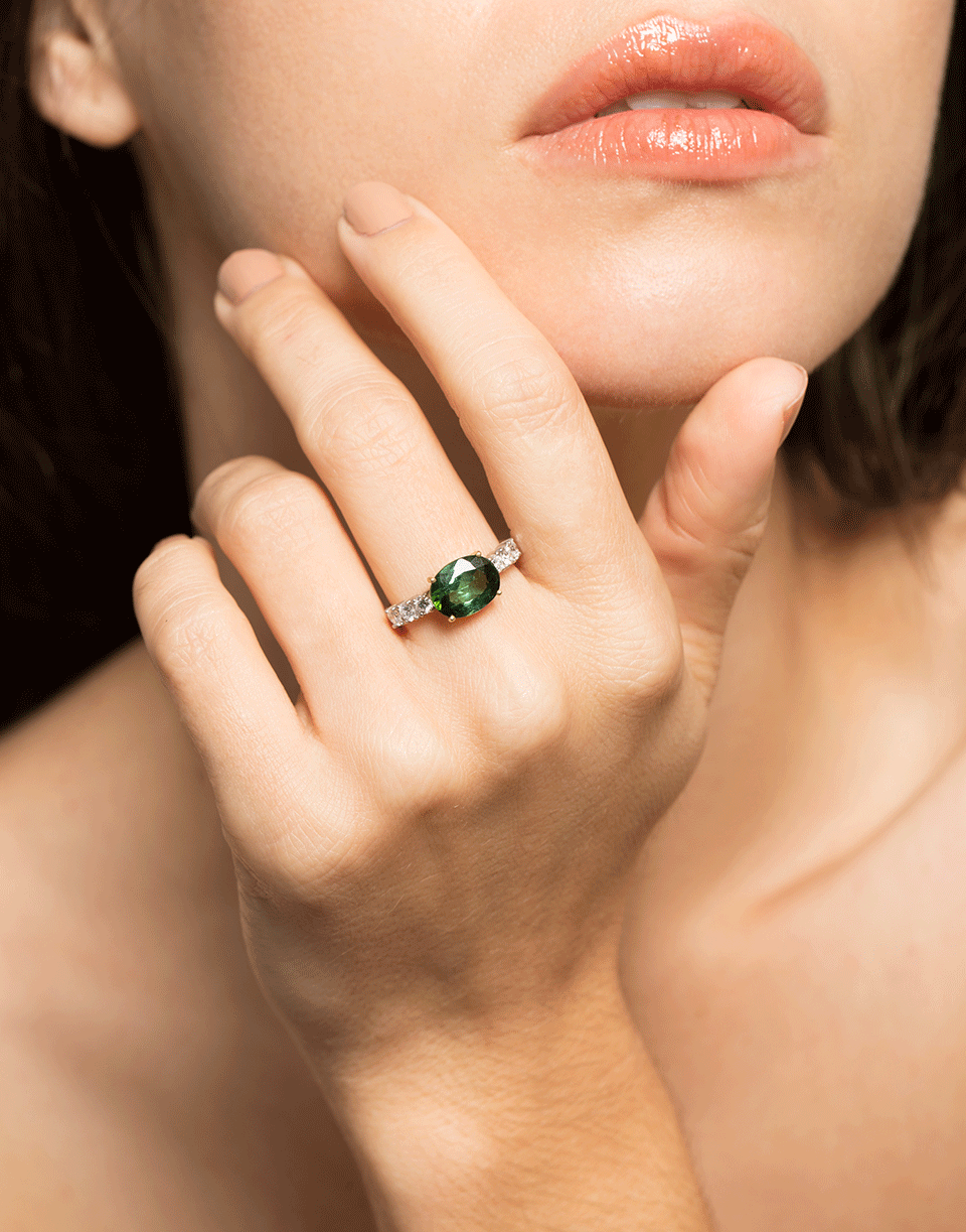 IRENE NEUWIRTH JEWELRY-Green Tourmaline and Diamond Ring-YELLOW GOLD