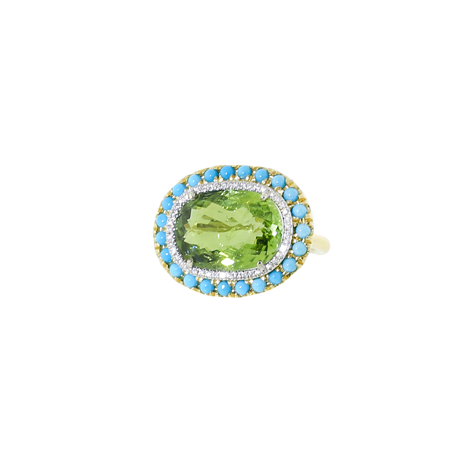 IRENE NEUWIRTH JEWELRY-Green Tourmaline And Turquoise Ring-YELLOW GOLD