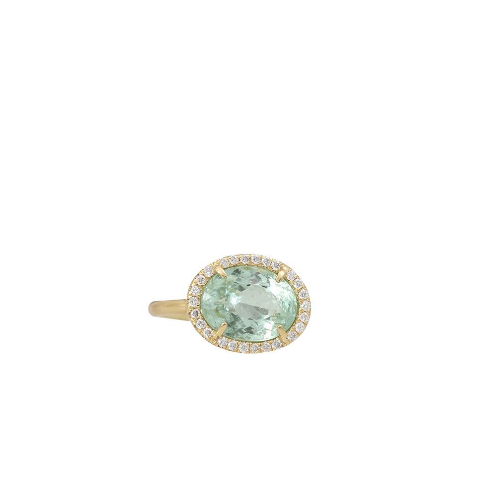 IRENE NEUWIRTH JEWELRY-Green Tourmaline Ring With Diamond Pave-YELLOW GOLD