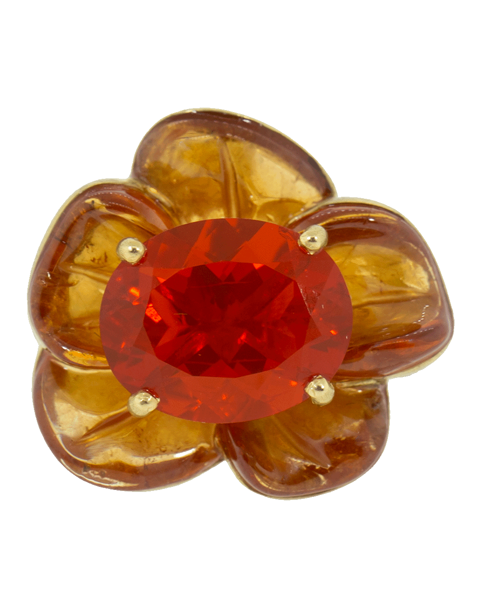 IRENE NEUWIRTH JEWELRY-Mandarin Garnet and Fire Opal Flower Ring-YELLOW GOLD