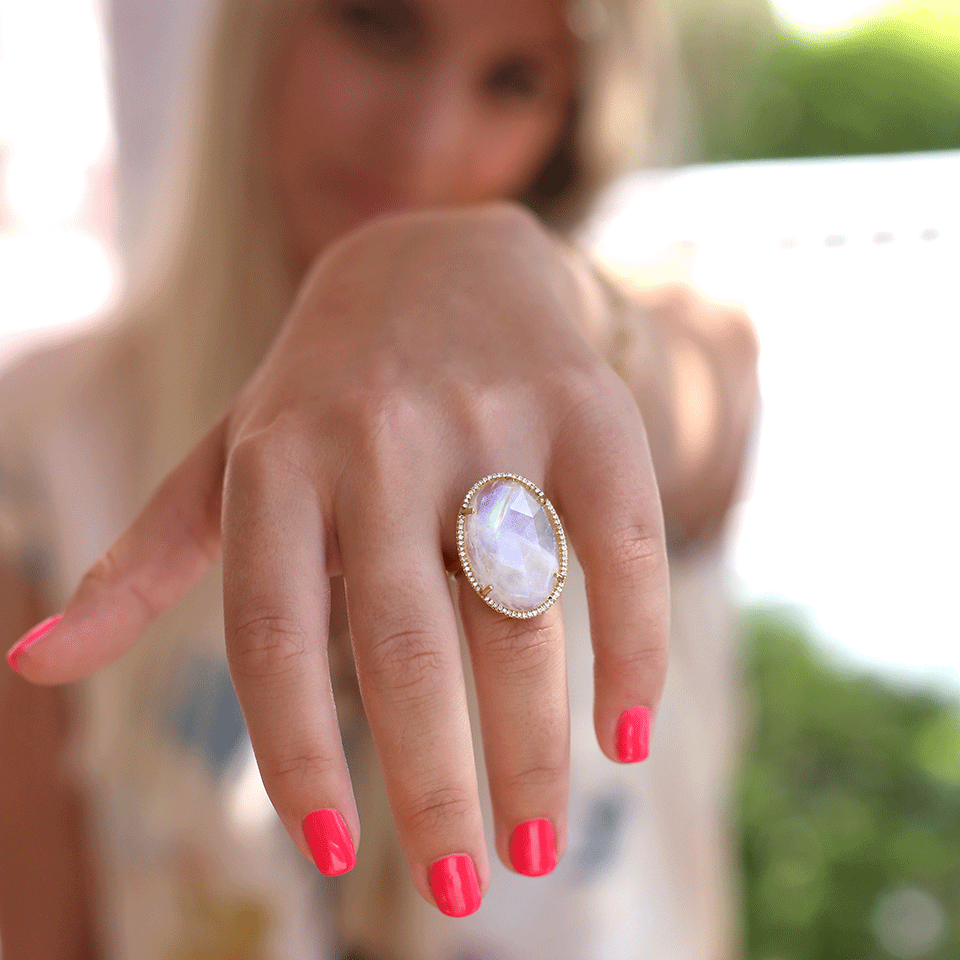 IRENE NEUWIRTH JEWELRY-Rose Cut Rainbow Moonstone Ring-YELLOW GOLD
