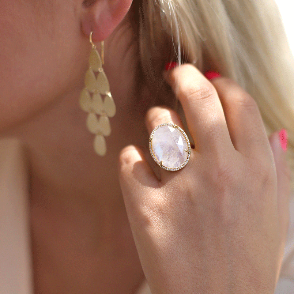IRENE NEUWIRTH JEWELRY-Rose Cut Rainbow Moonstone Ring-YELLOW GOLD