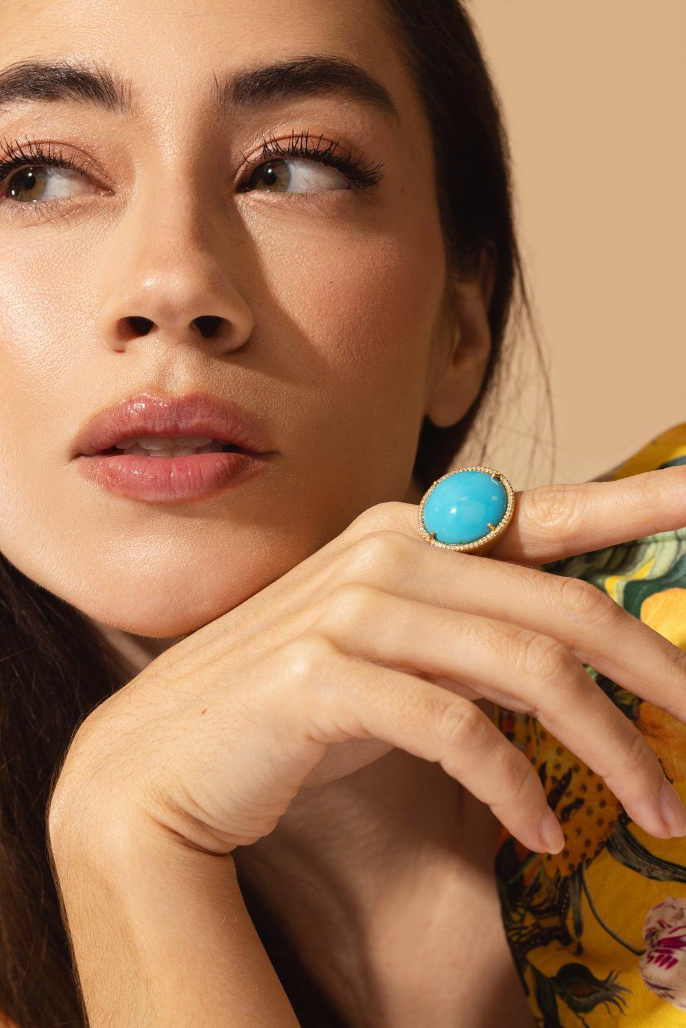 IRENE NEUWIRTH JEWELRY-Classic Turquoise Ring-YELLOW GOLD