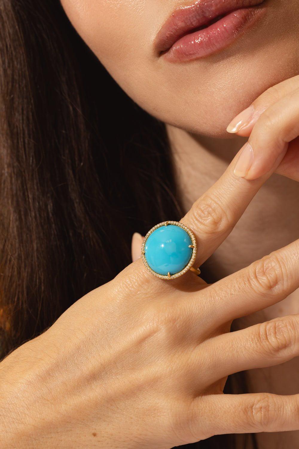 IRENE NEUWIRTH JEWELRY-Classic Turquoise Ring-YELLOW GOLD