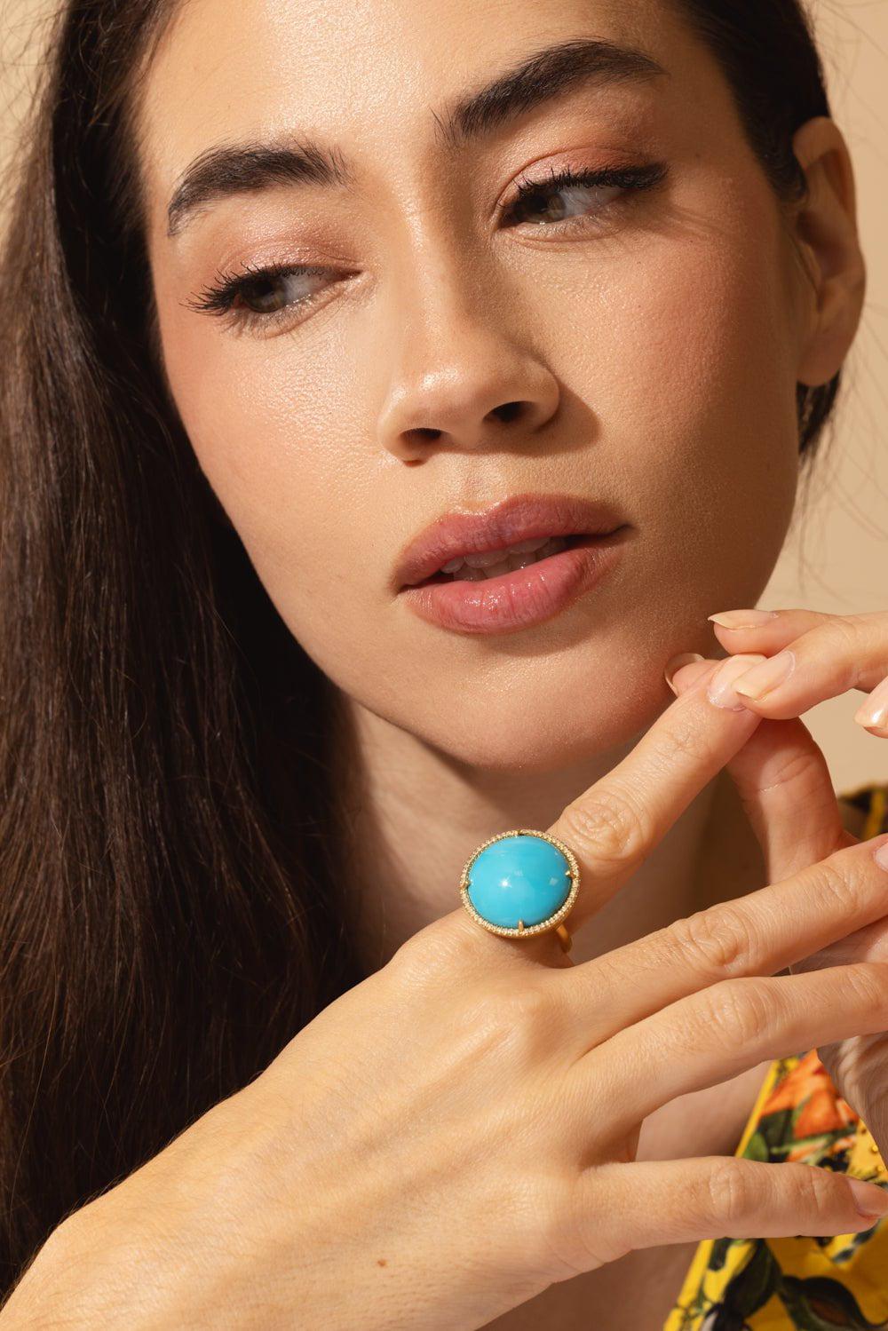 IRENE NEUWIRTH JEWELRY-Classic Turquoise Ring-YELLOW GOLD