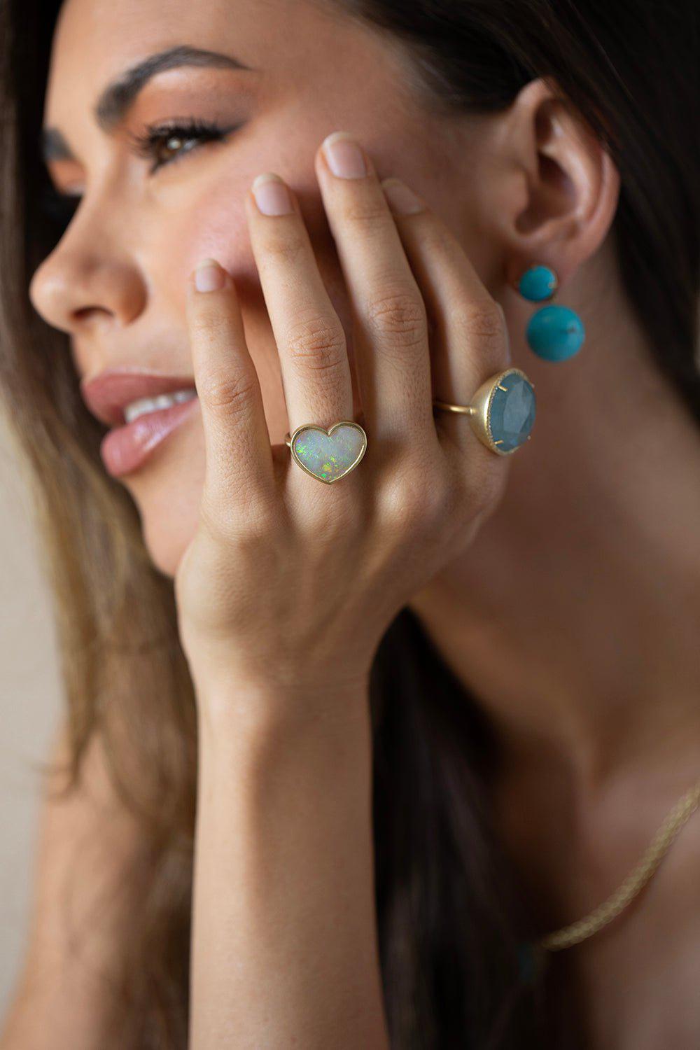 IRENE NEUWIRTH JEWELRY-Rosecut Aquamarine Ring-YELLOW GOLD