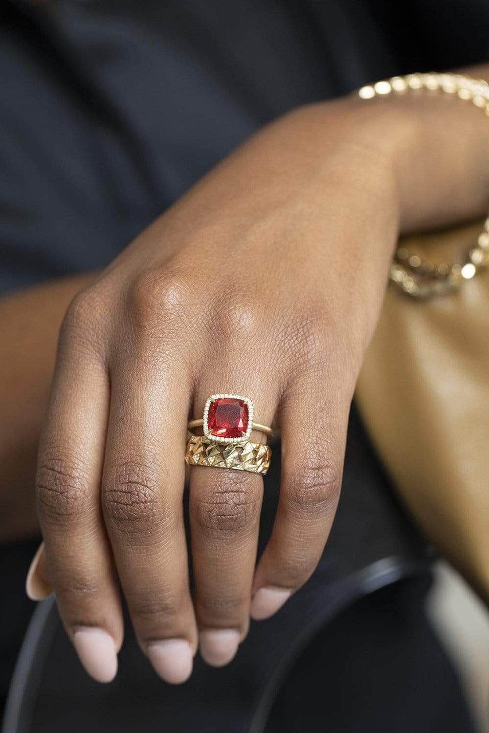 IRENE NEUWIRTH JEWELRY-Fire Opal and Diamond Ring-YELLOW GOLD