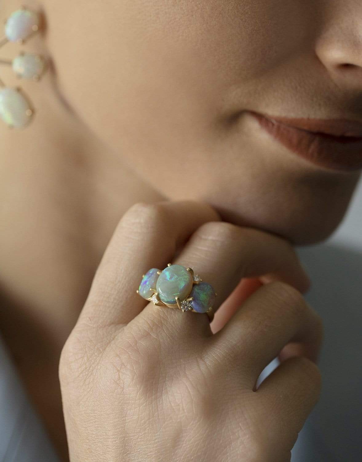 IRENE NEUWIRTH JEWELRY-Gemmy Gem Three Stone Opal Ring-YELLOW GOLD