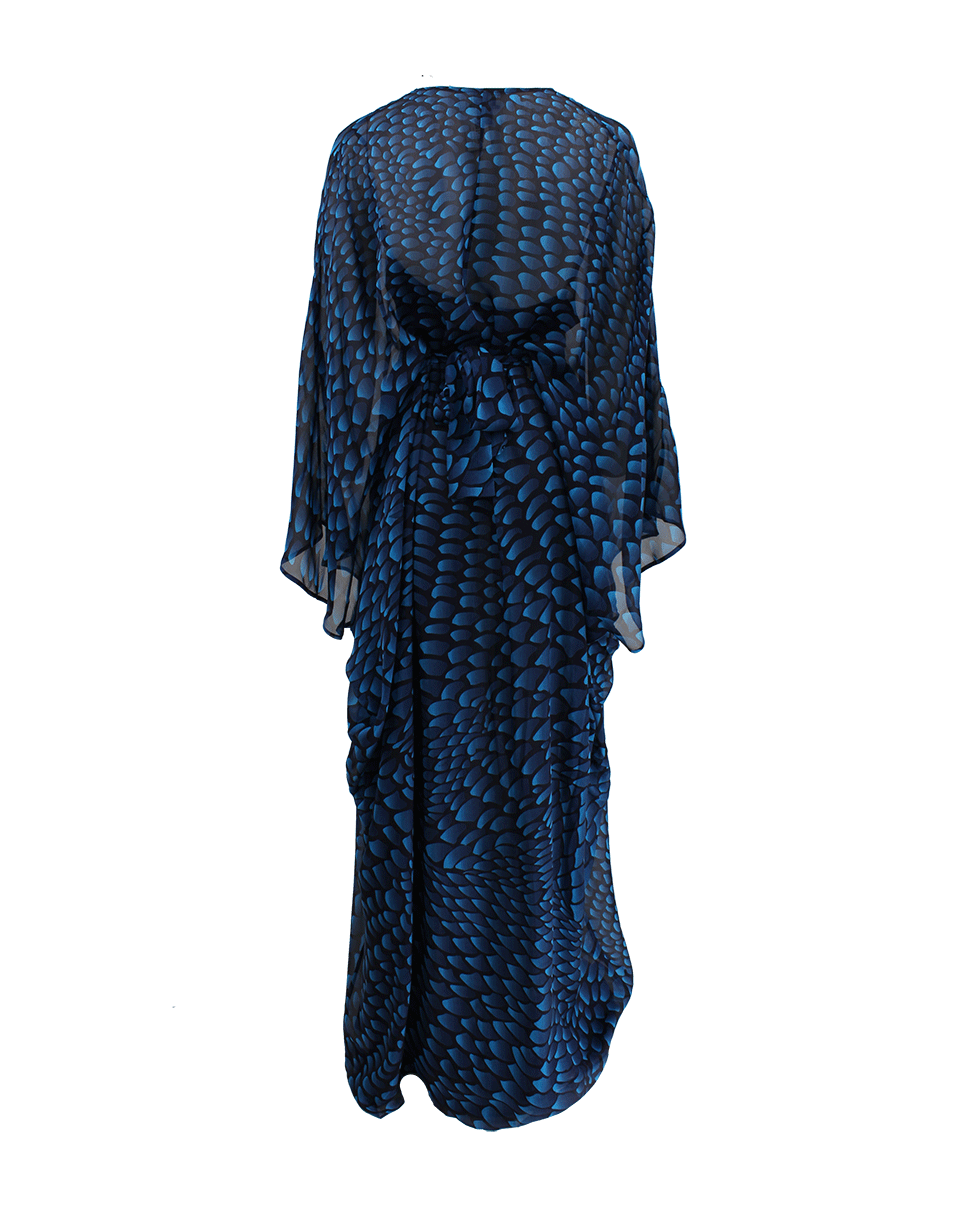 ISSA-Long Sleeve V-Neck Caftan-NAVY