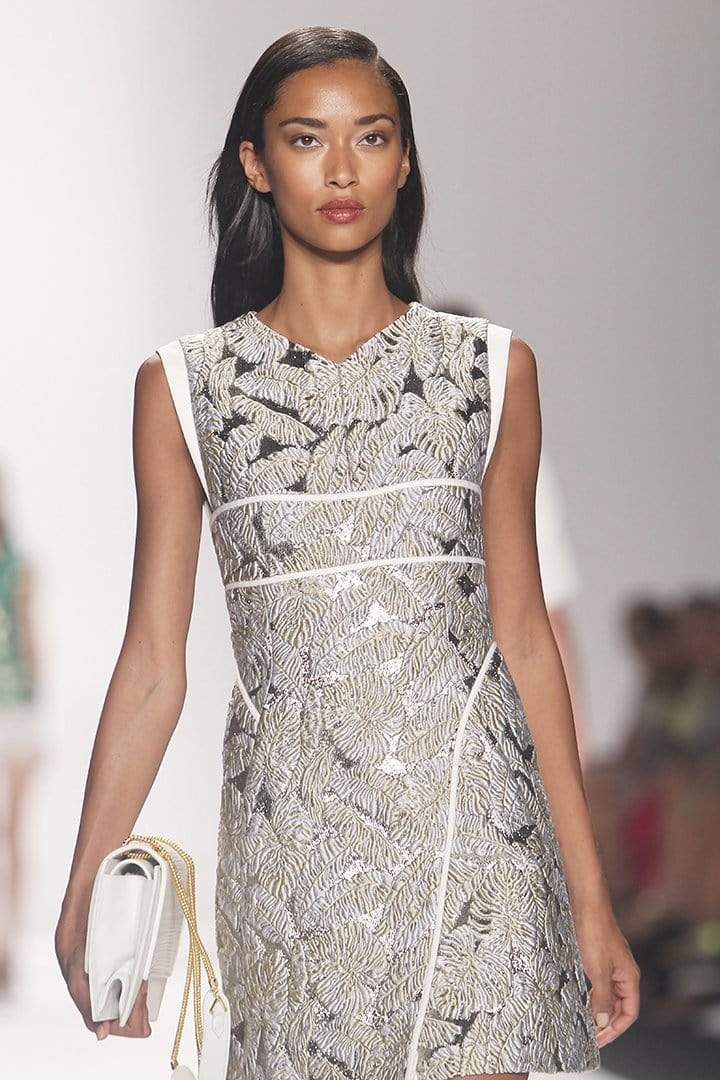 J MENDEL-V-Neck Dress With Wrap Skirt-SOLEIL