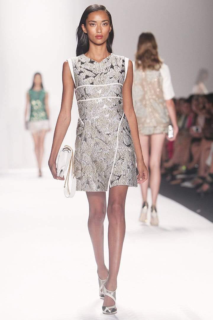 J MENDEL-V-Neck Dress With Wrap Skirt-SOLEIL