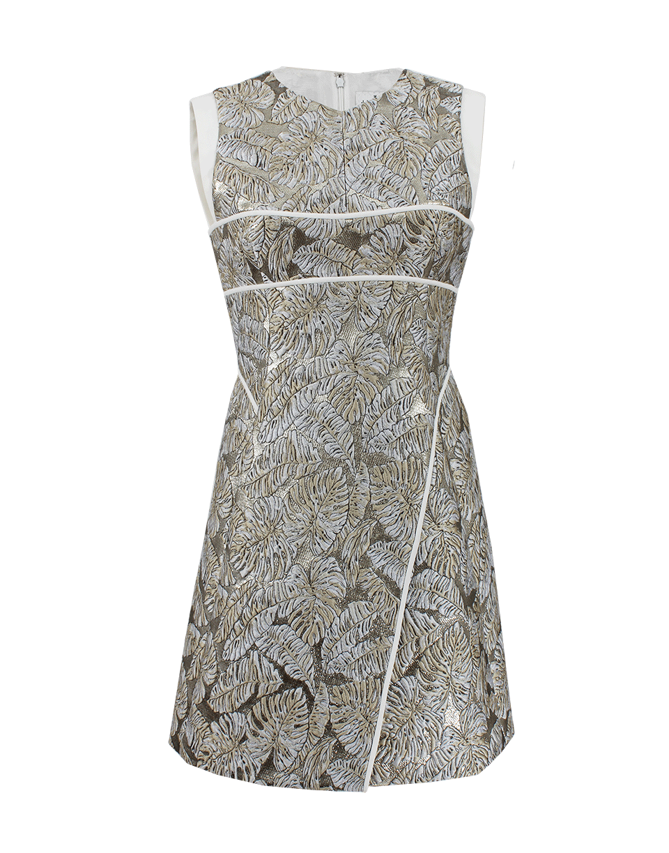 J MENDEL-V-Neck Dress With Wrap Skirt-SOLEIL