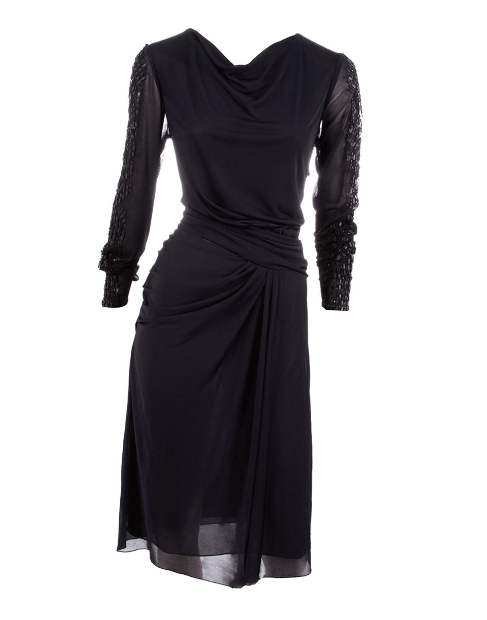 J MENDEL-Tribal Draped Dress-MIDNIGHT