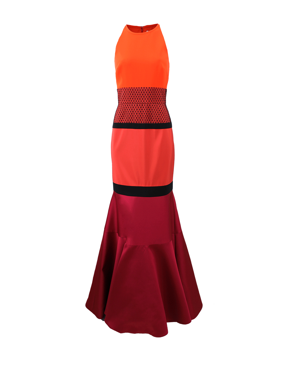 J MENDEL-Multi-Color Halter Gown-FIRE/FUC