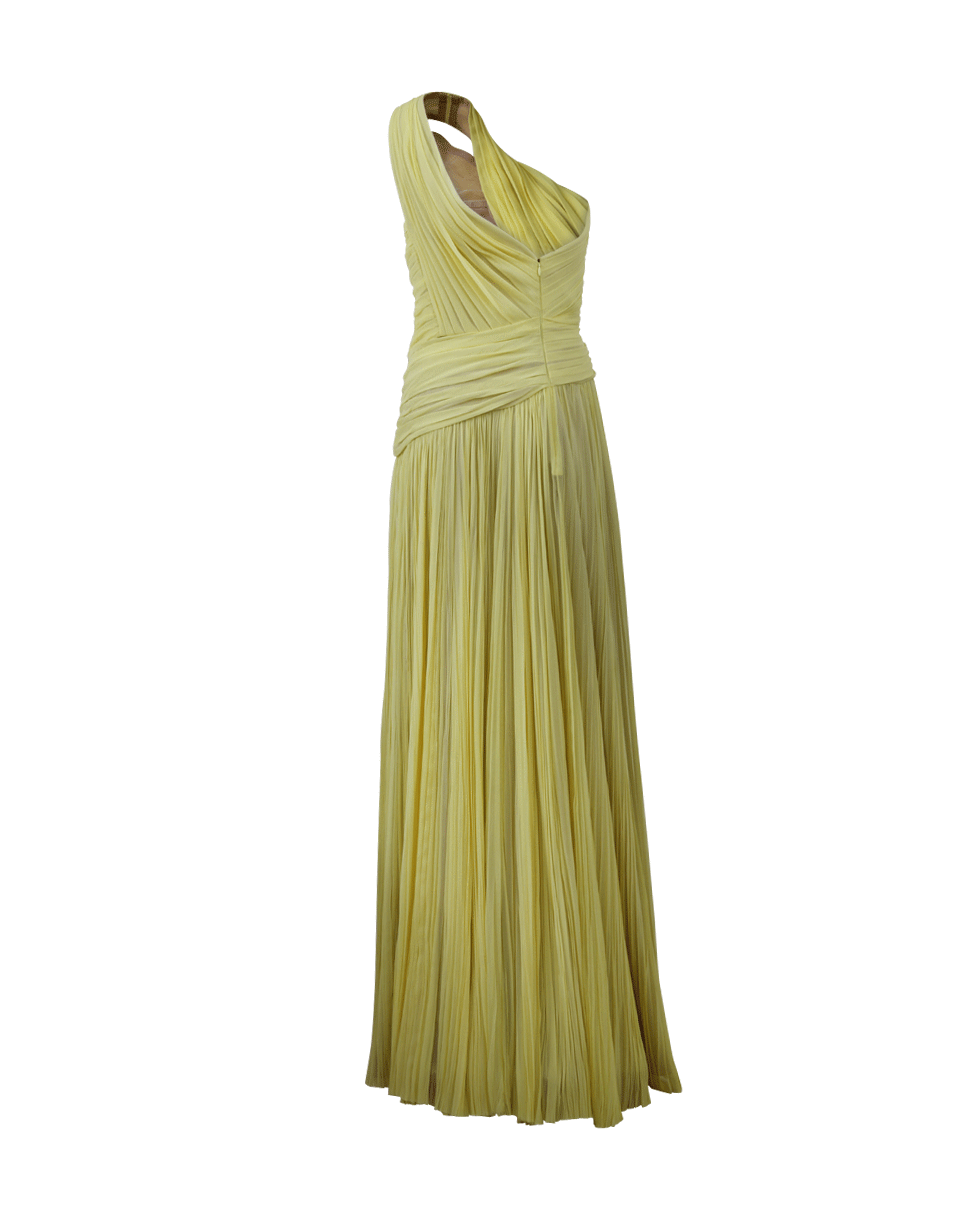 J MENDEL-One Shoulder Draped Gown-