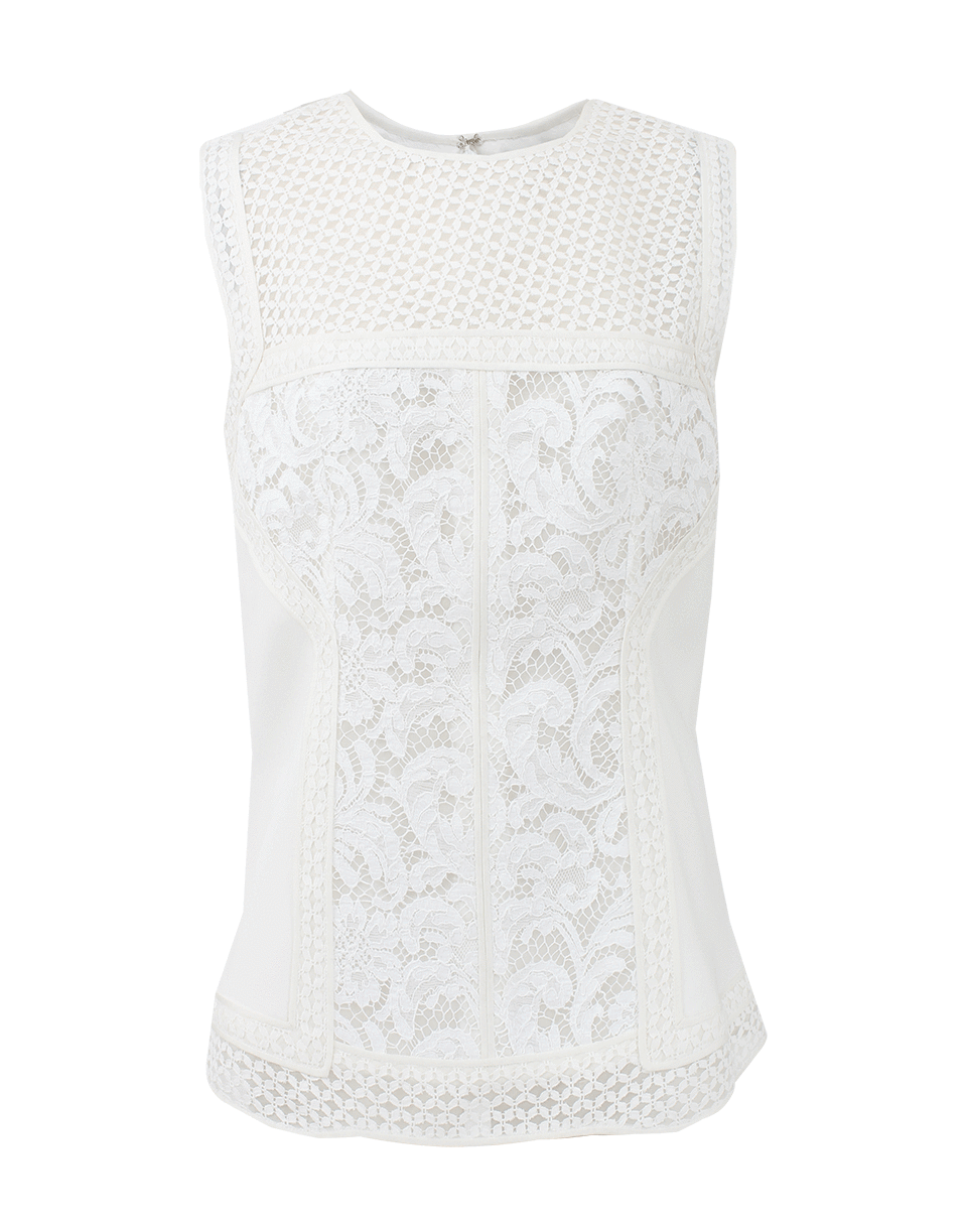 J MENDEL-Mixed Lace Silk Top-