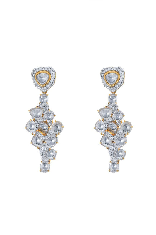 White Sapphire Earrings-YELLOW GOLD-JEWELRYFINE JEWELEARRING-VICTOR VELYAN