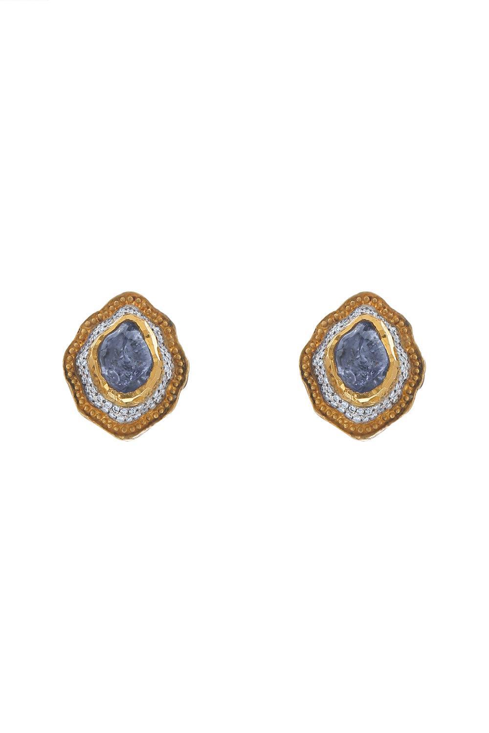 Blue Spinel Diamond Earrings-YELLOW GOLD-JEWELRYFINE JEWELEARRING-VICTOR VELYAN