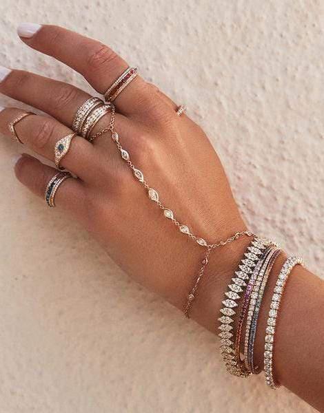 JACQUIE AICHE-Graduated Rainbow Sapphire Bendy Bracelet-ROSE GOLD