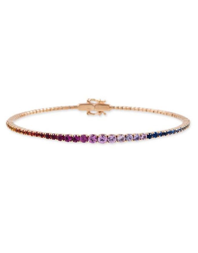 JACQUIE AICHE-Graduated Rainbow Sapphire Bendy Bracelet-ROSE GOLD