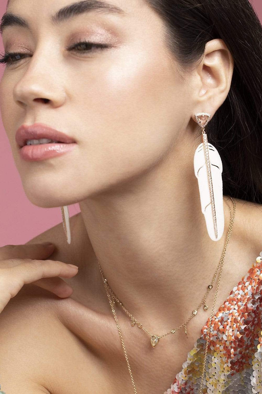 JACQUIE AICHE-Carved Feather Earrings-ROSE GOLD