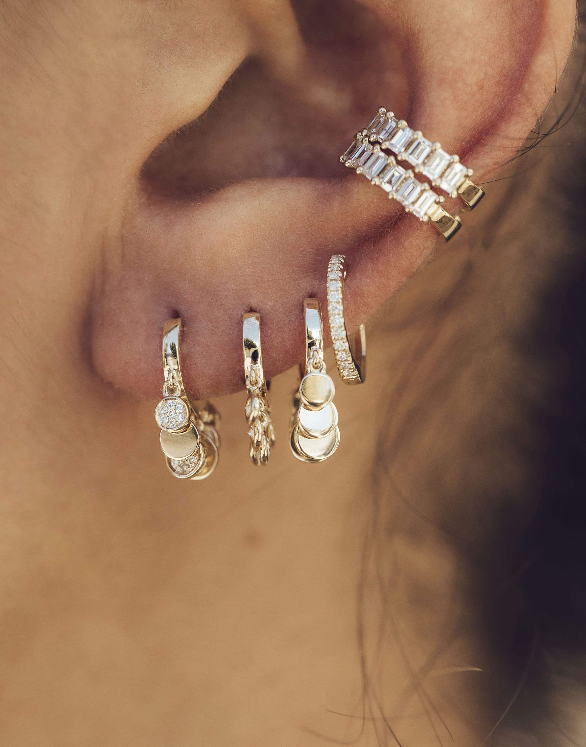 JACQUIE AICHE-Mini Disco Shaker Hoops-ROSE GOLD