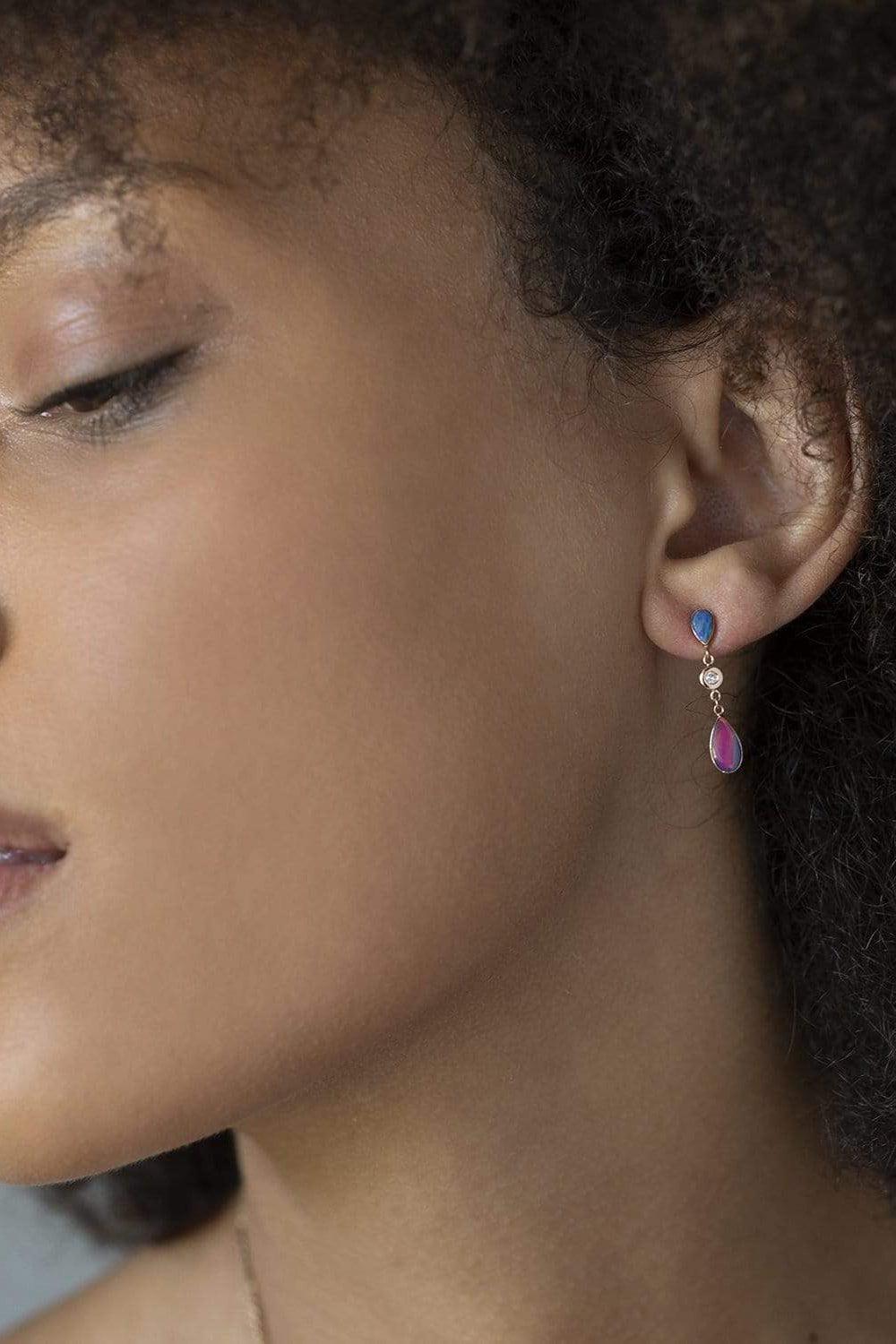 JACQUIE AICHE-Teardrop Austrailian Opal Earrings-ROSE GOLD
