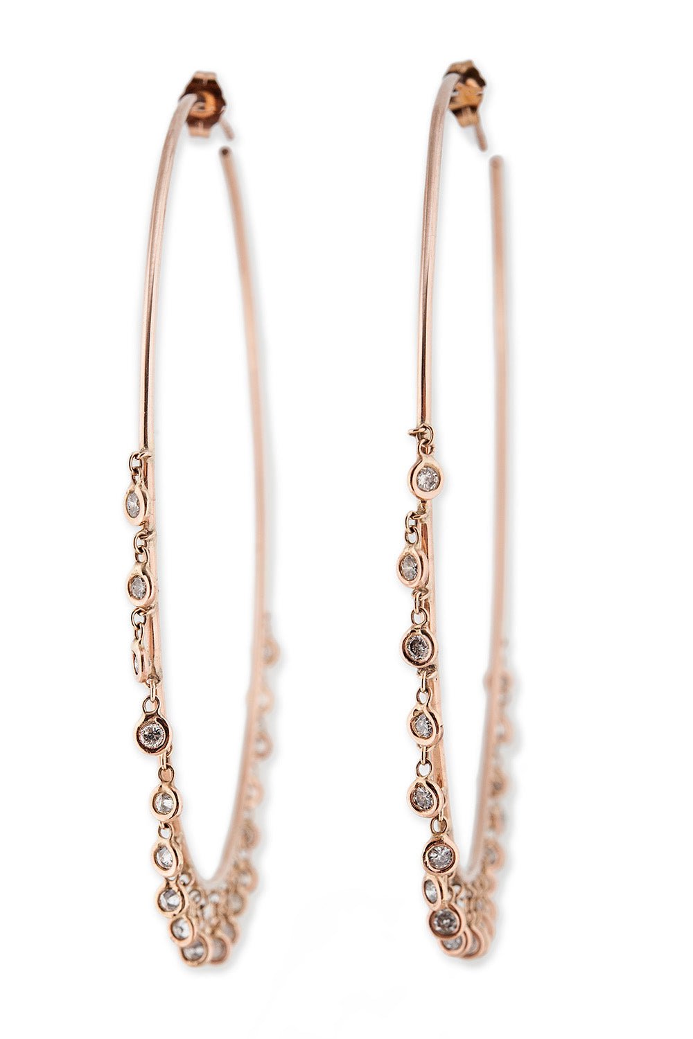 JACQUIE AICHE-2in Diamond Shaker Hoop Earrings-YELLOW GOLD