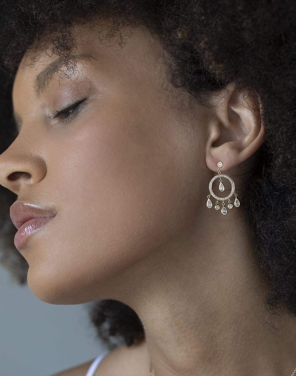 JACQUIE AICHE-Diamond Teardrop Dreamcatcher Earrings-YELLOW GOLD