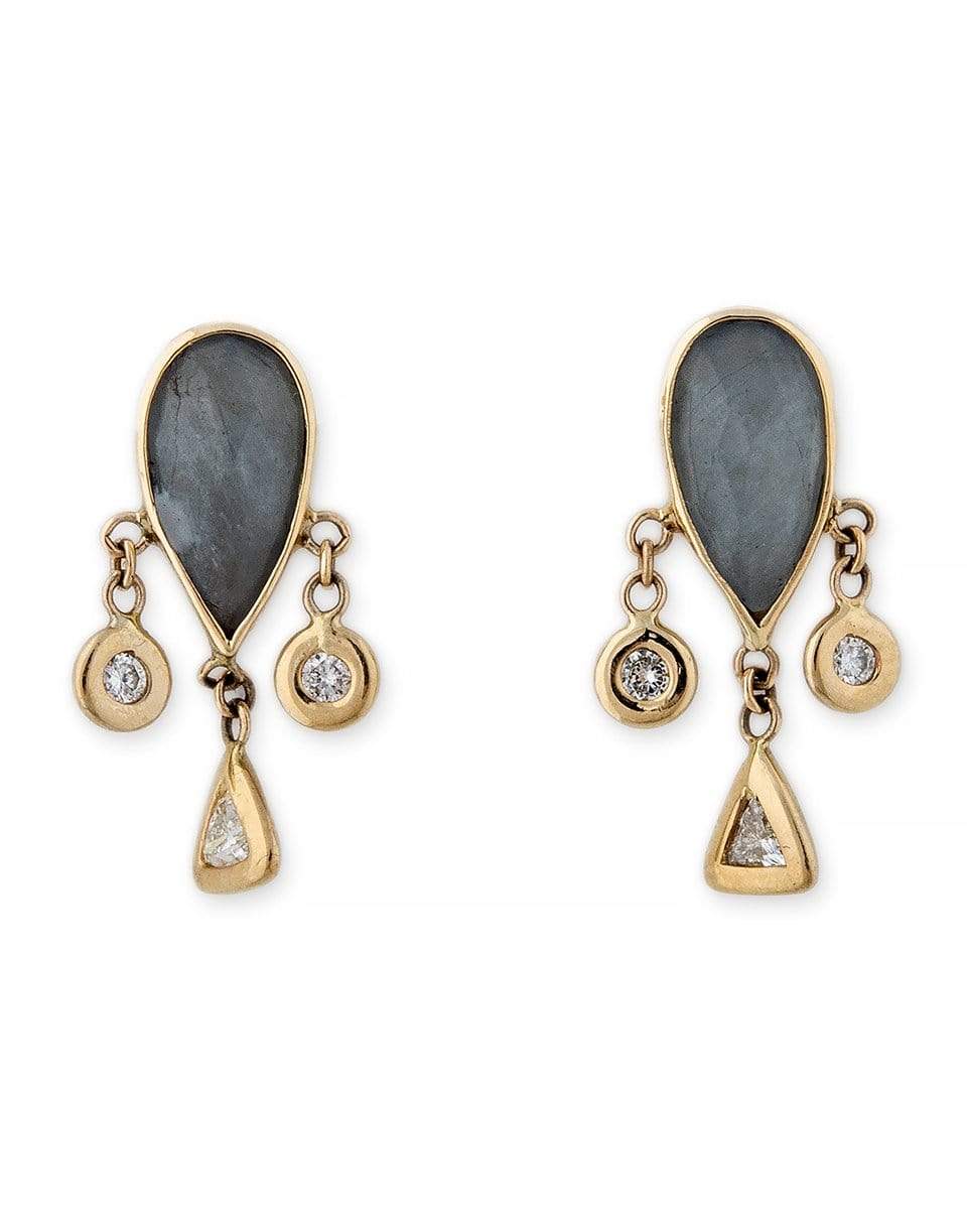 JACQUIE AICHE-Labradorite Teardrop Diamond Shaker Earrings-YELLOW GOLD