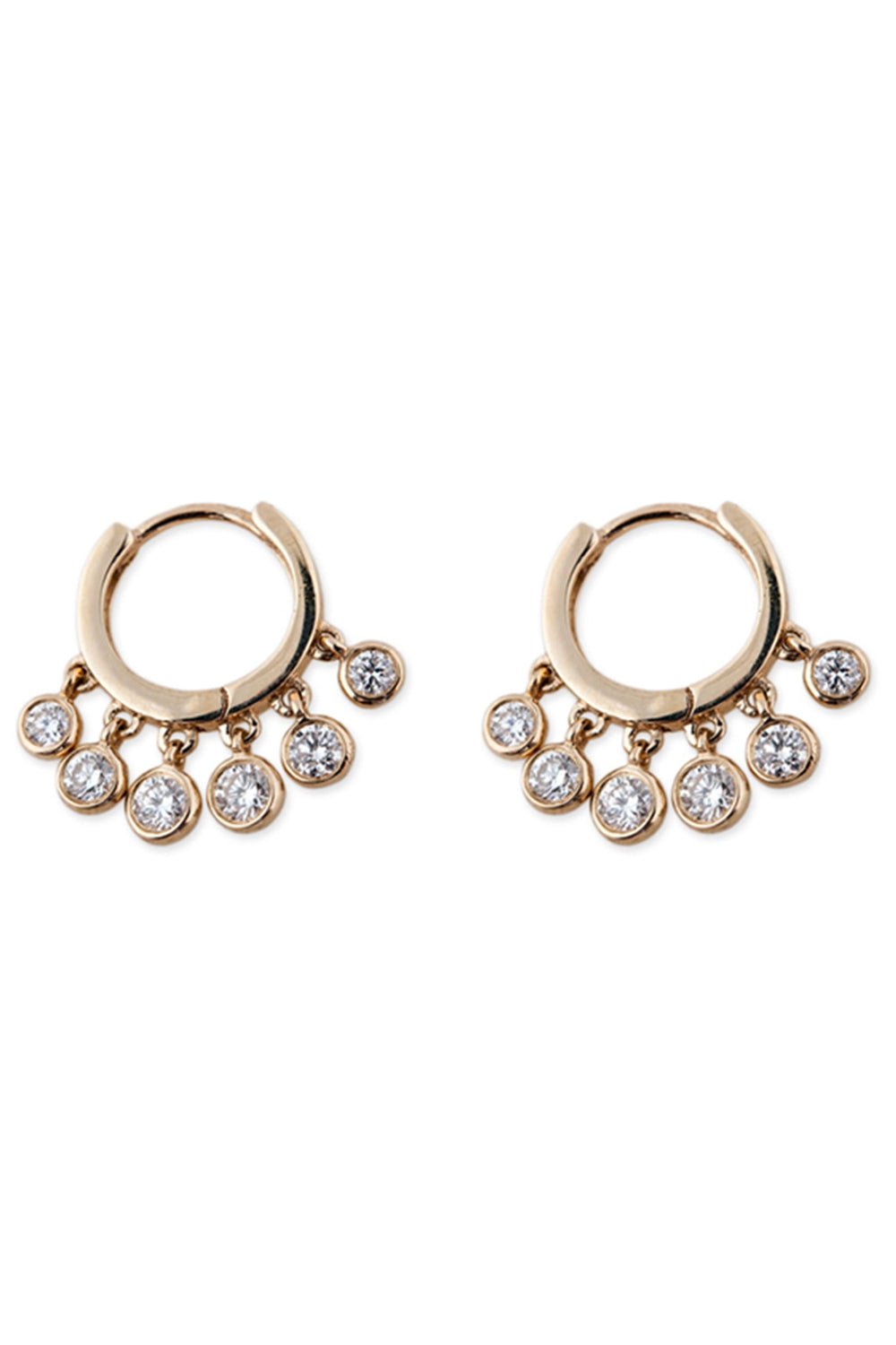JACQUIE AICHE-Mini Diamond Shaker Hoop Earring-YELLOW GOLD