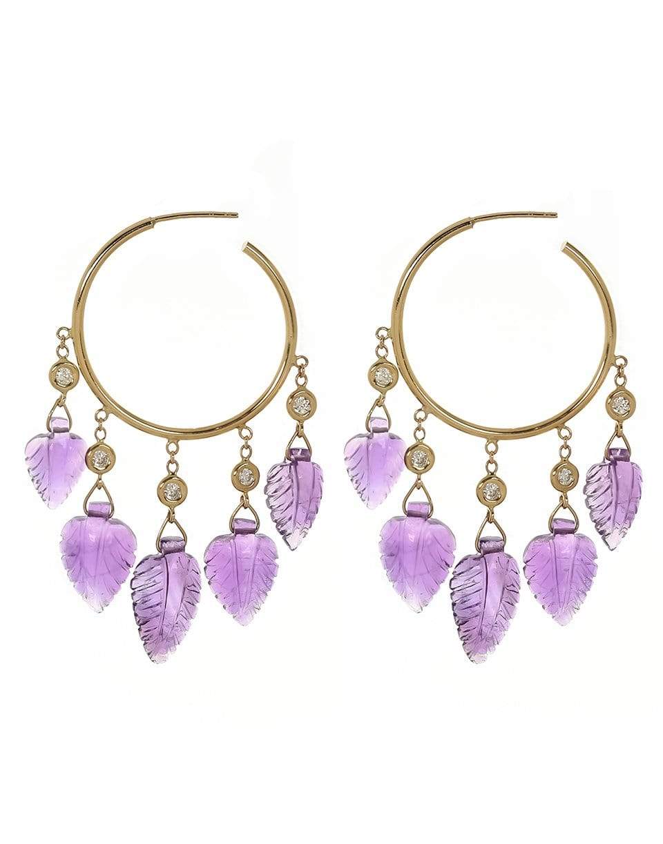 JACQUIE AICHE-Small Amethyst Shaker Hoops-YELLOW GOLD