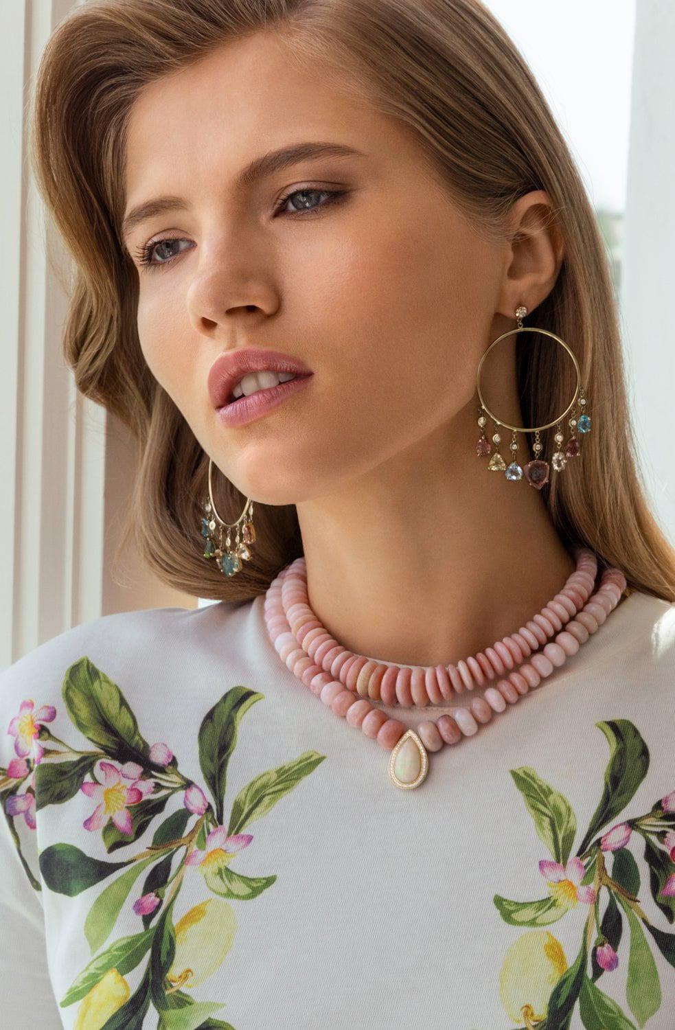 JACQUIE AICHE-Sophia Shaker Front Facing Hoop Earrings-YELLOW GOLD