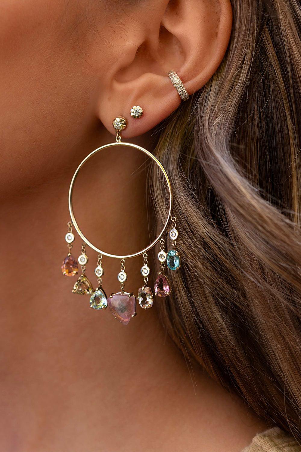 JACQUIE AICHE-Sophia Shaker Front Facing Hoop Earrings-YELLOW GOLD