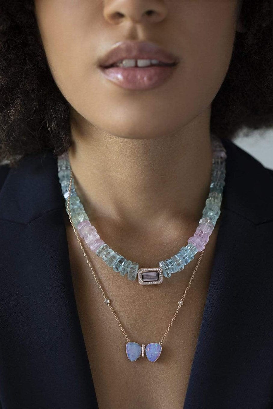 JACQUIE AICHE-Austrailian Opal Butterfly Necklace-ROSE GOLD