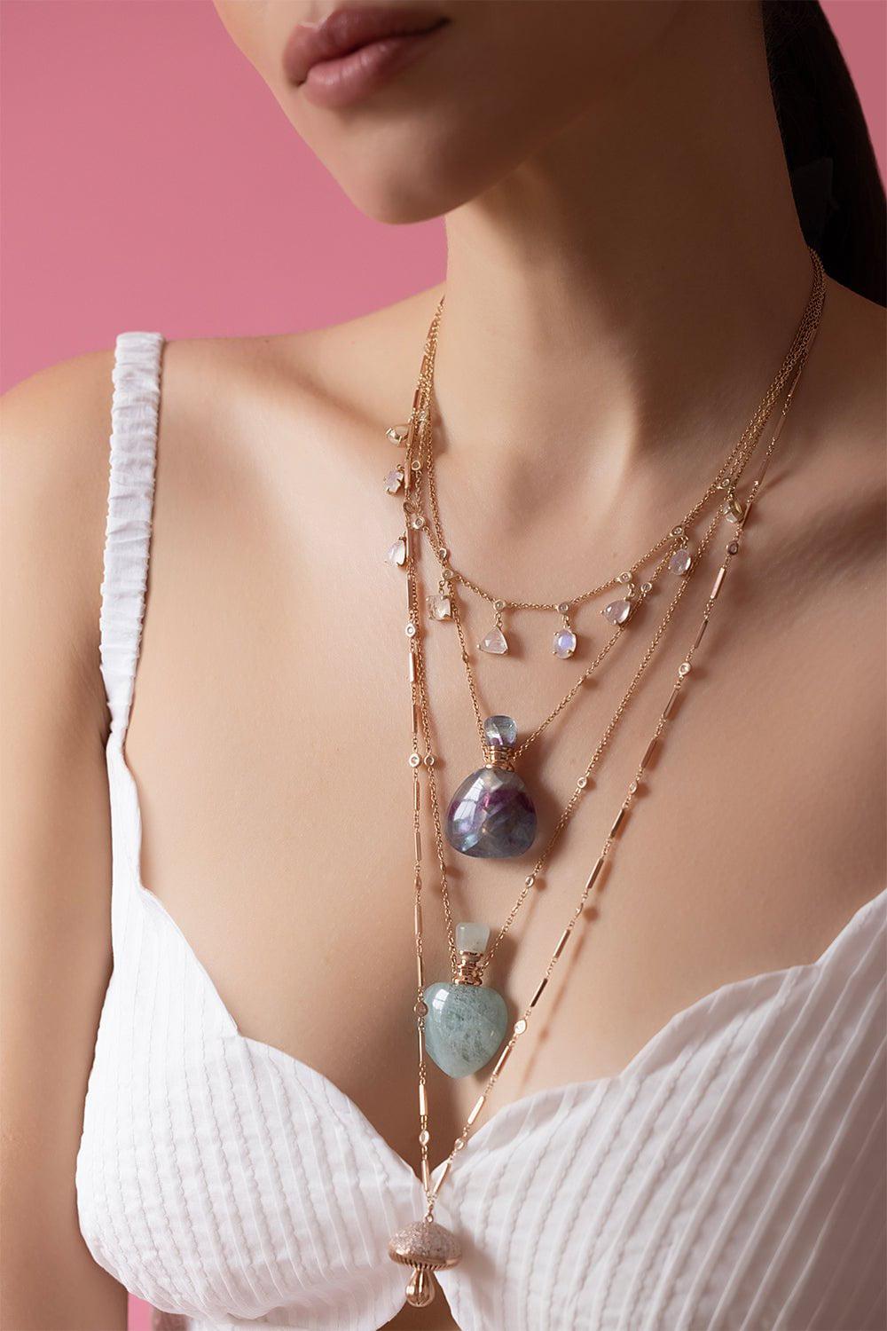 JACQUIE AICHE-Diamond Mushroom Necklace-ROSE GOLD