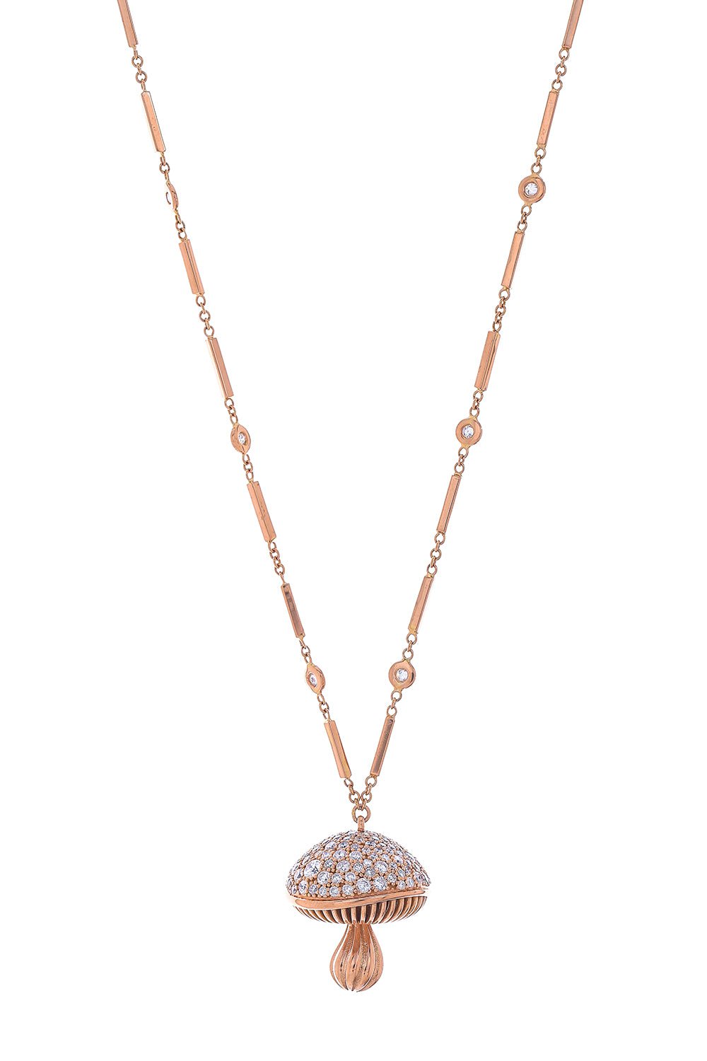 JACQUIE AICHE-Diamond Mushroom Necklace-ROSE GOLD