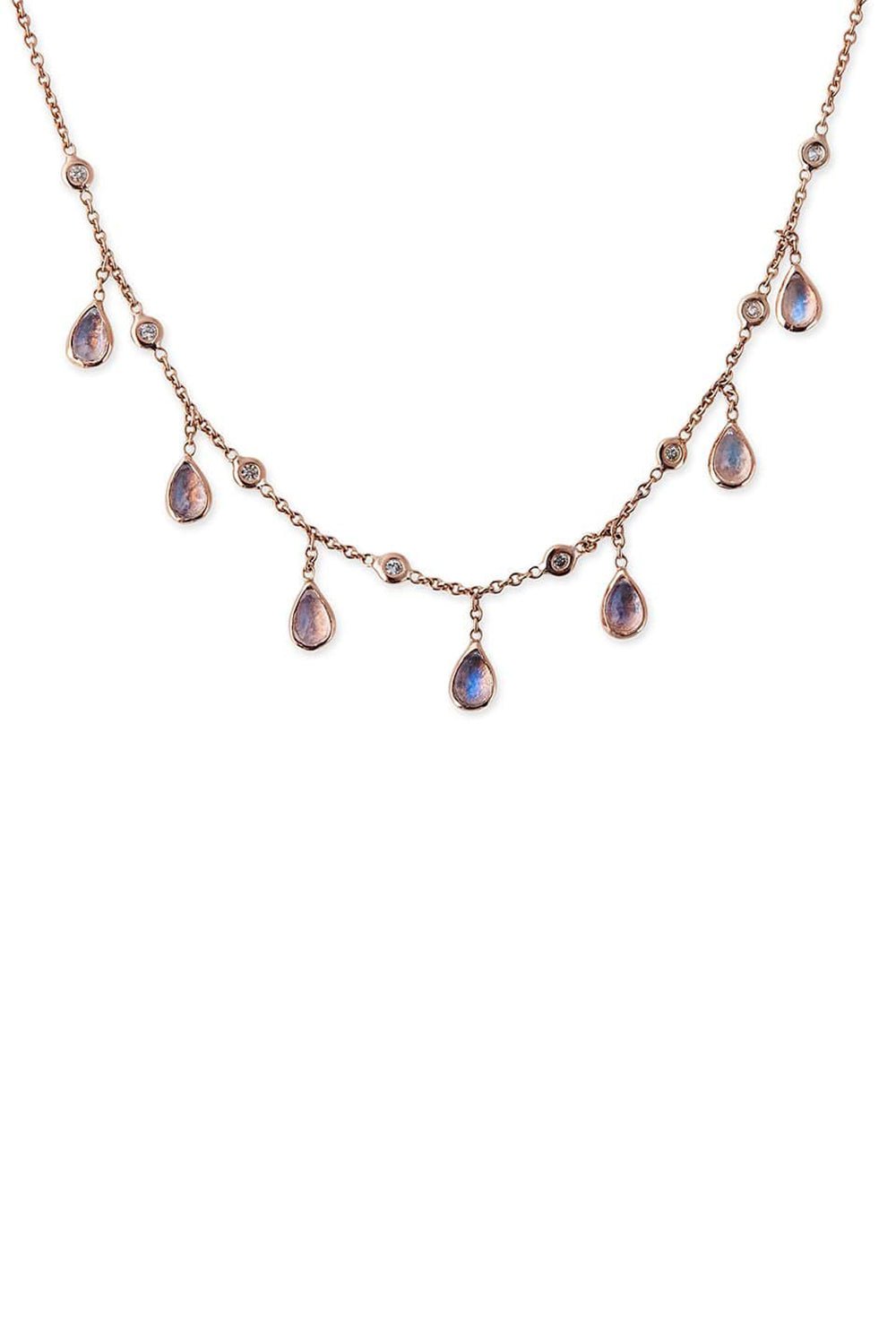 JACQUIE AICHE-Graduated Moonstone Shaker Necklace-ROSE GOLD