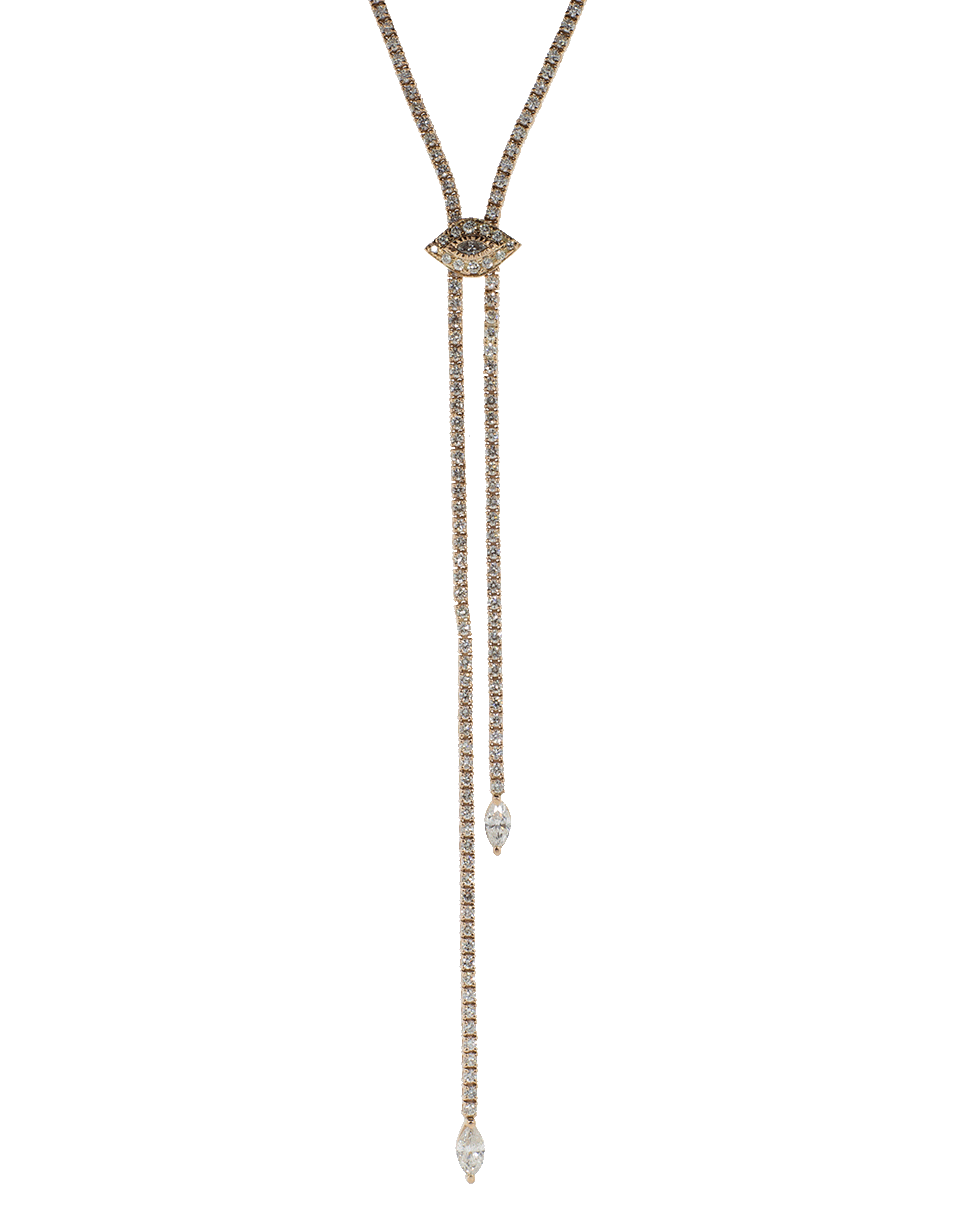 JACQUIE AICHE-Marquis Diamond Evil Eye Bolo Necklace-ROSE GOLD