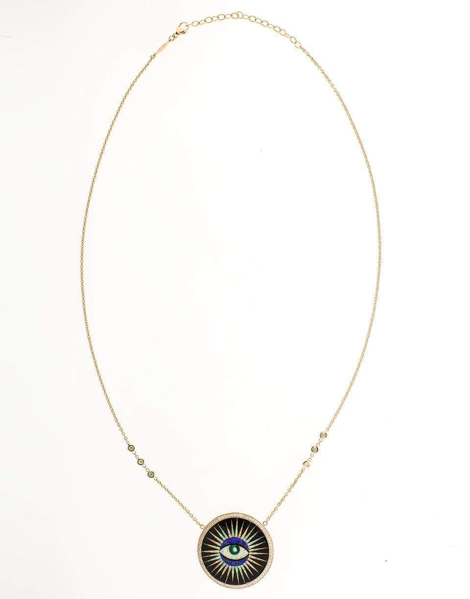 JACQUIE AICHE-Onyx and Opal Inlay Eye Burst Necklace-ROSE GOLD