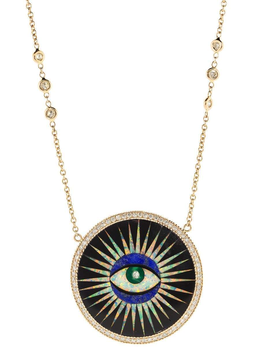 JACQUIE AICHE-Onyx and Opal Inlay Eye Burst Necklace-ROSE GOLD