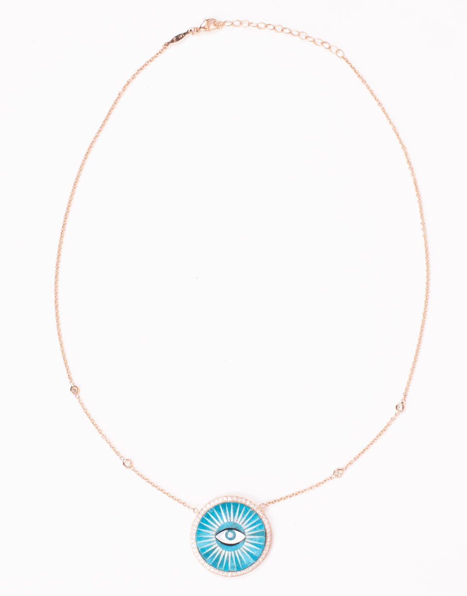 JACQUIE AICHE-Opal and Diamond Eye Necklace-ROSE GOLD