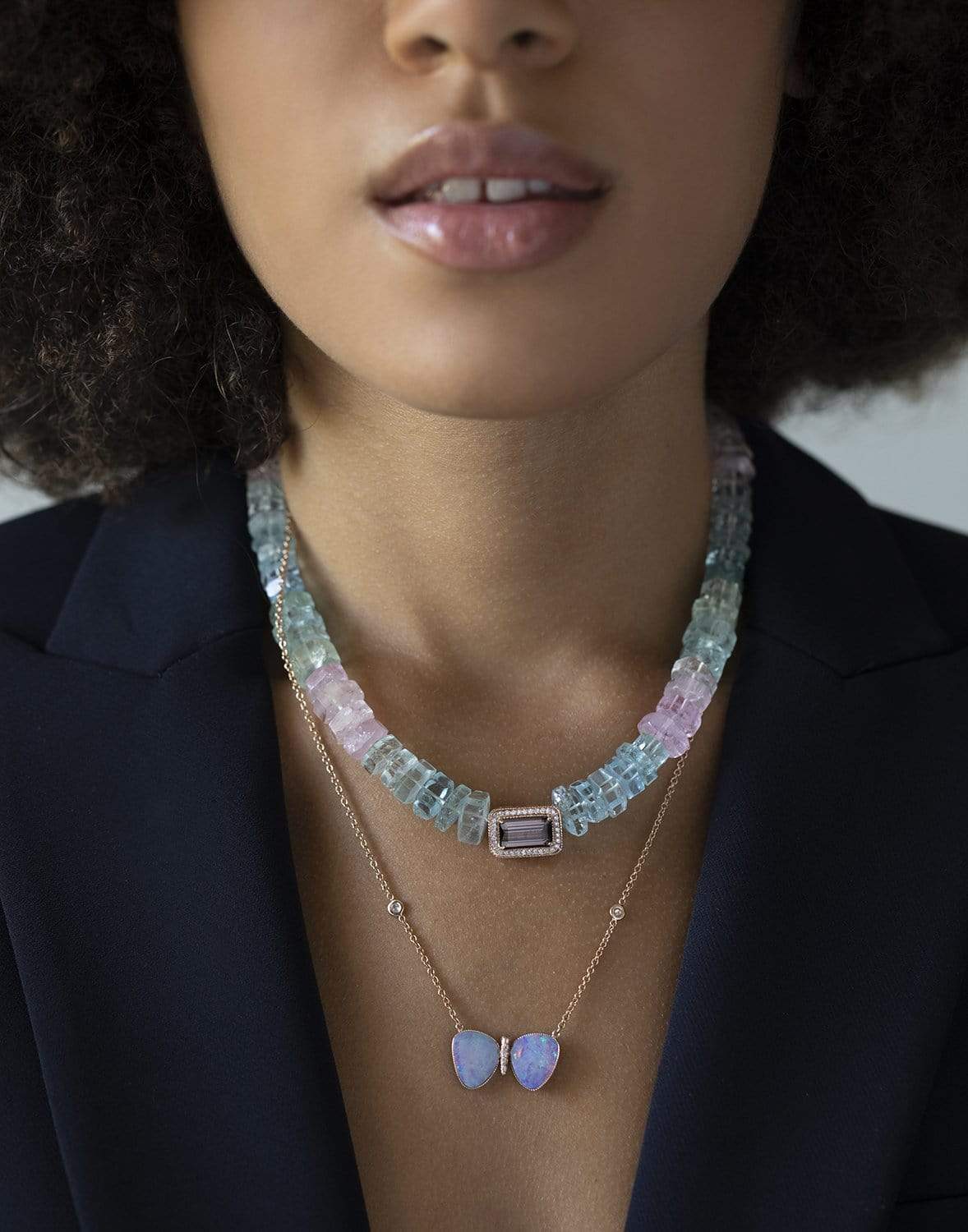 JACQUIE AICHE-Purple Tourmaline Beaded Necklace-ROSE GOLD
